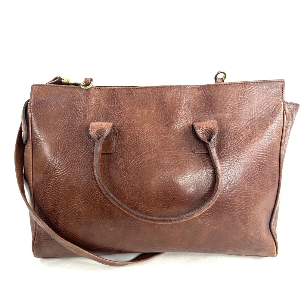 Piel Morena Brown Leather Large Briefcase Business Laptop Travel